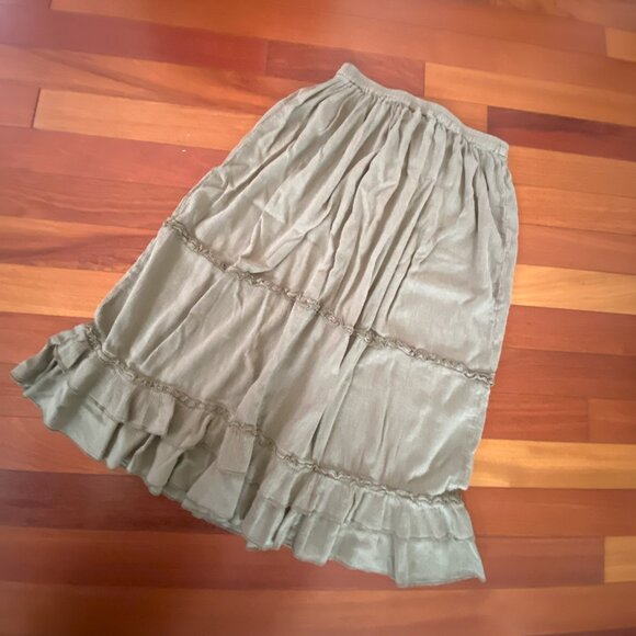 Green Boho Prairie Maxi Skirt size Medium - Picture 2 of 5